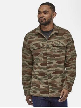 Patagonia Fjord Flannel Camo Shirt Chore Green Better Hunting Range size Large